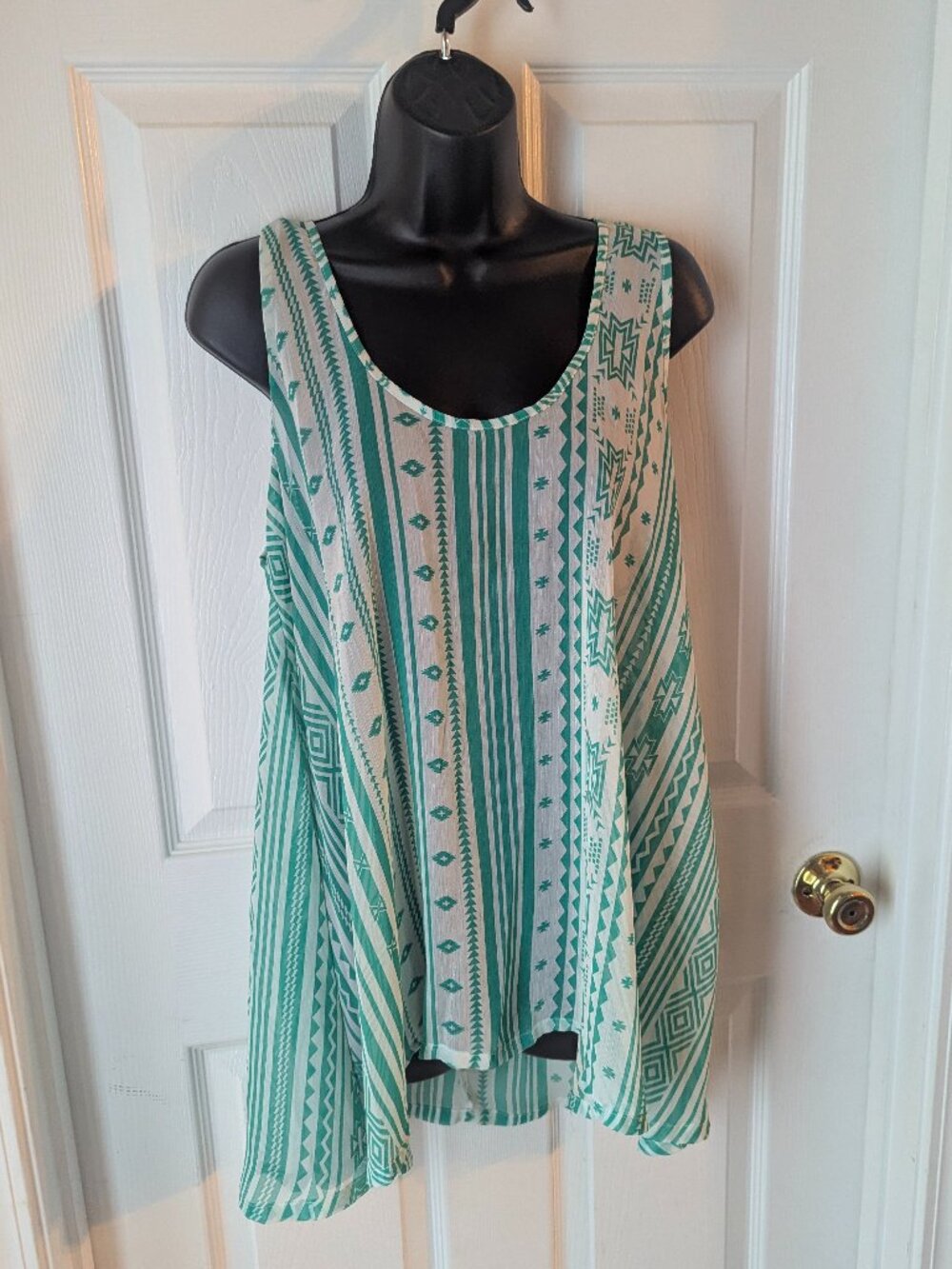 Dots swimsuit cover in white and teal - 1X